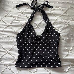 SHEIN Black and White Polka Dot Tank Top